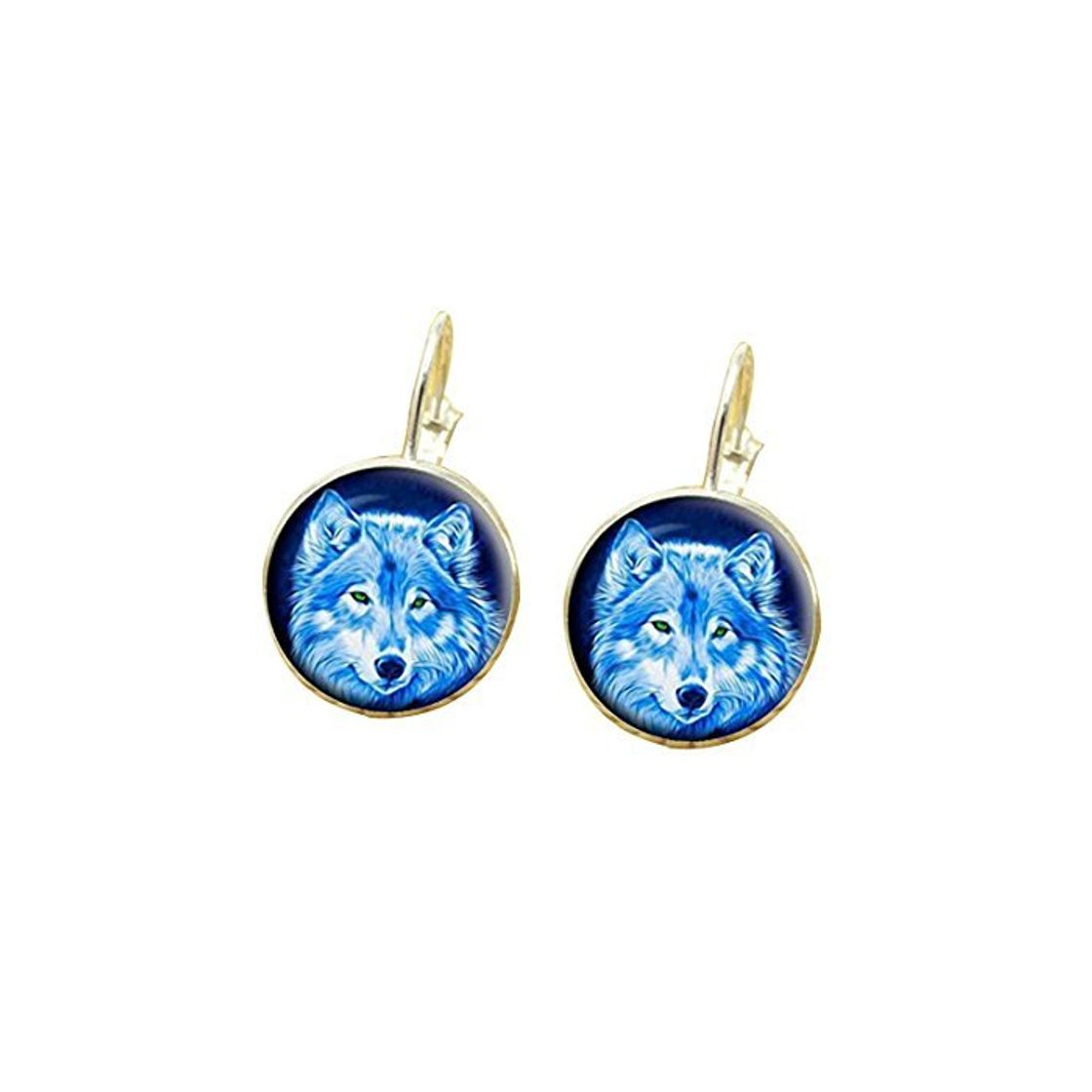 Fashion Wolf Stud Pendientes para las mujeres Cristal Bisel Cabachon Brincos Perola arte foto