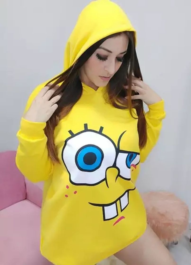 Fashion Blusão vestido Bob esponja, cor amarelo