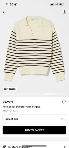 polo collar sweater with stripes