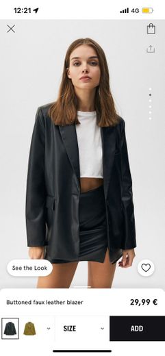 buttoned faux leather blazer