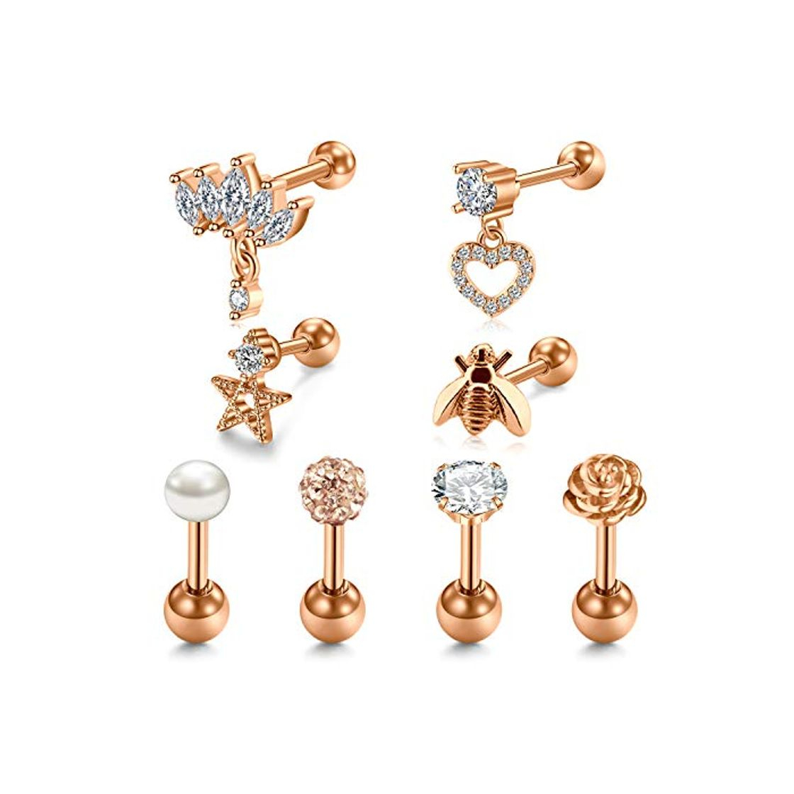 Social 16G Piercing Oreja Cartilago Acero inoxidable Mix Style Pender Stud Piercing Oreja