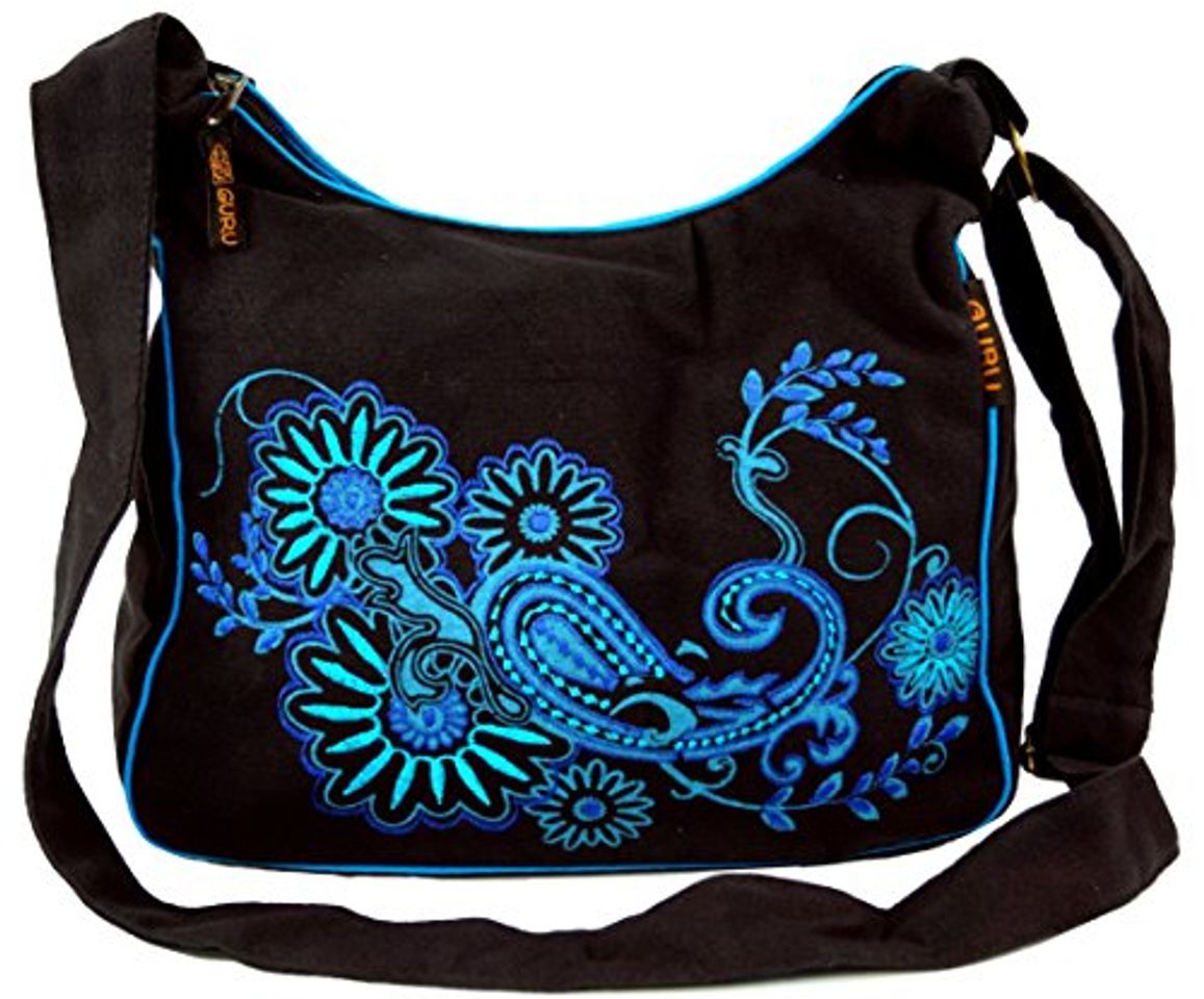 Beauty GURU SHOP Bolso de Hombro, Bolso Hippie, Bolso goa - Negro