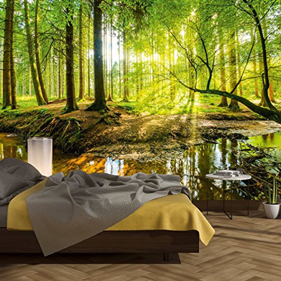 Producto murimage Papel Pintado Bosque 366 x 254 cm Incluyendo Pegamento Fotomurales Vista 3D Madera árboles luz del Sol Sala Living Oficina Dormitorio