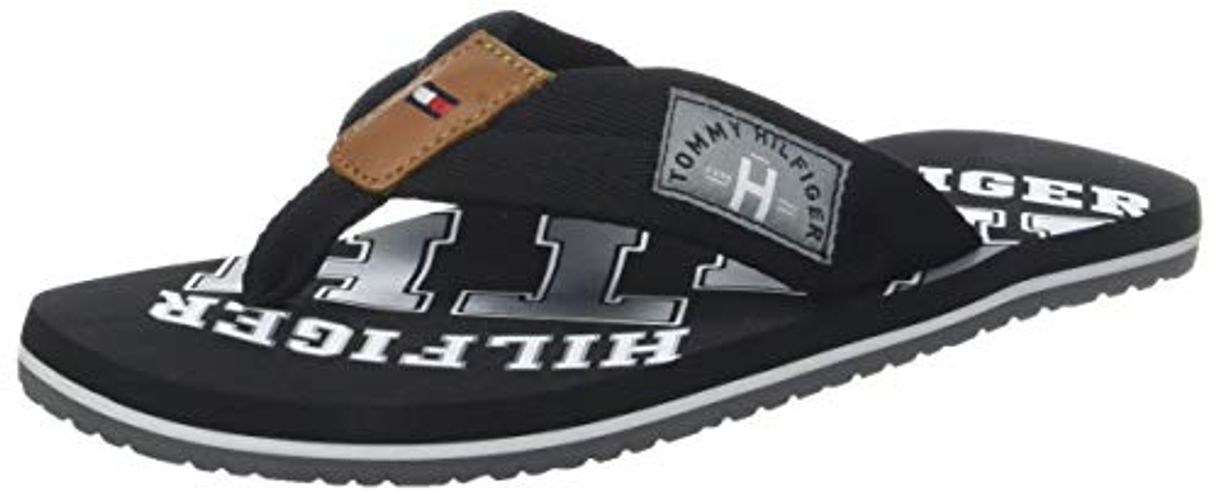 Moda Tommy Hilfiger Essential TH Beach Sandal, Chanclas Hombre, Negro