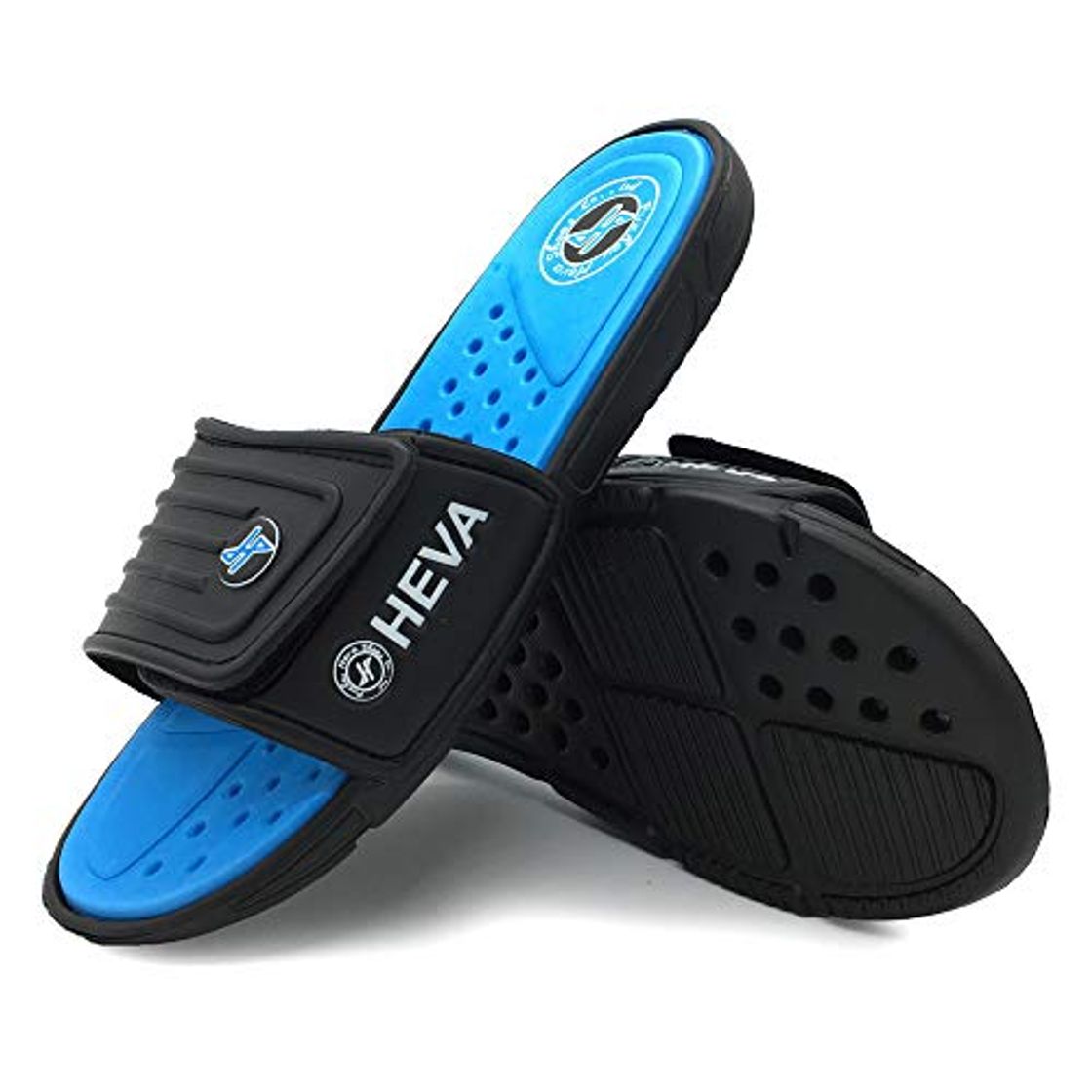 Moda HEVA Adjust - Chanclas Slider para Hombre Sandalias Playa de Punta Descubierta（41