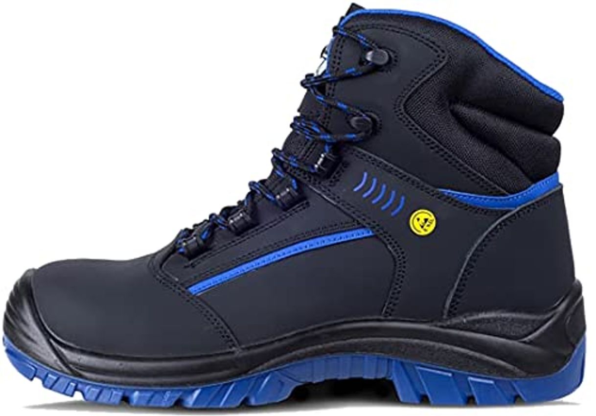 Social WORKTEAM Bota de Seguridad Antiestática ESD, Piel de Nobuk, resistente al deslizamiento,