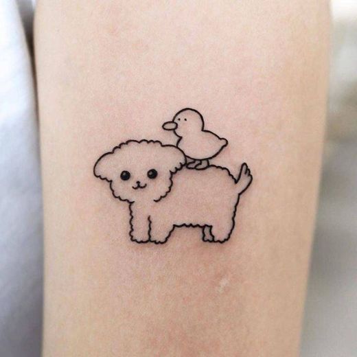 Tatuagem cachorro e pato|Dog and duck tattoo.