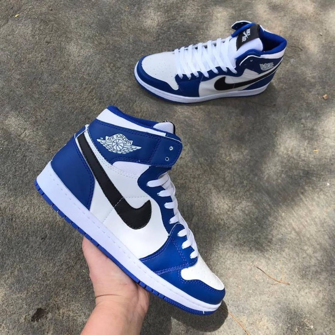 Moda Bota Air Jordan 1 Branca Azul