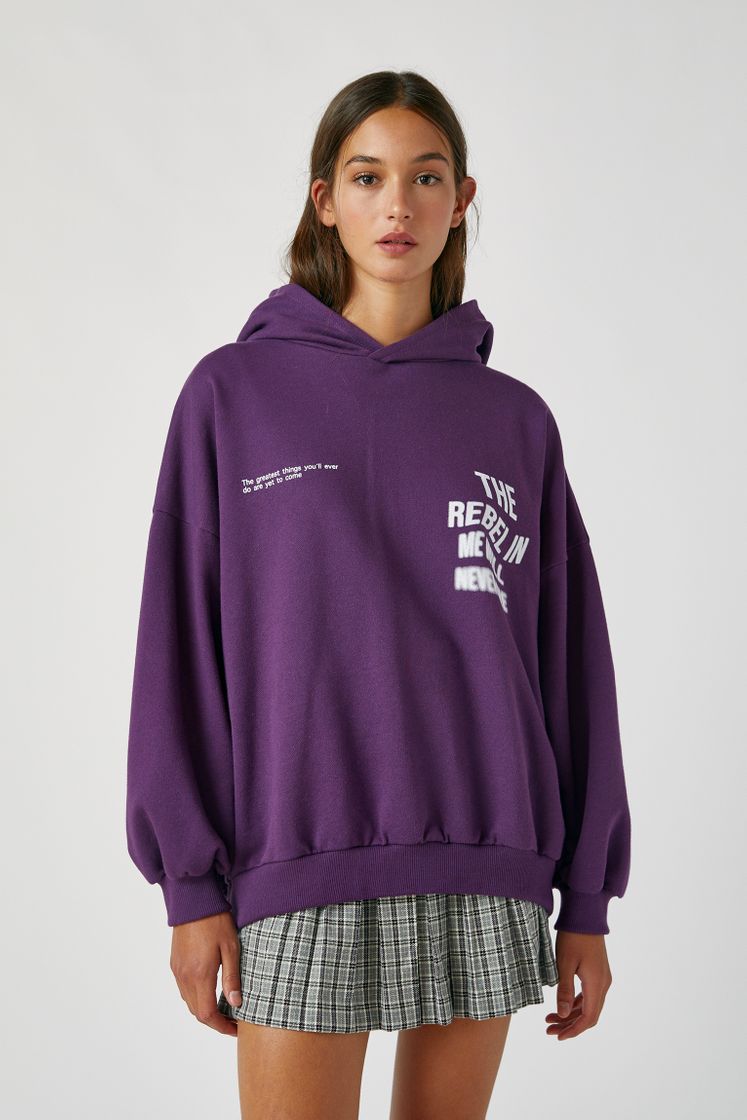 Fashion Sudadera oversize lila texto