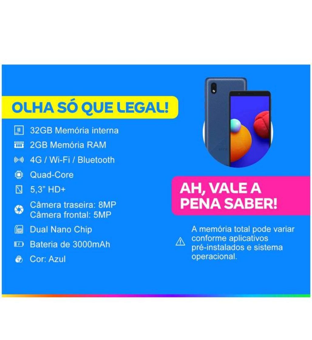 Moda Smartphone Samsung Galaxy A01 Core 32GB Azul - Processador ...