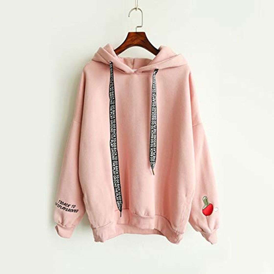 Fashion Harajuku Preppy Style Sudaderas con Capucha para Mujer Otoño Invierno Cálido Fleece Sudadera con Capucha Moda Carta Jersey Mujer Tops Moletom M Rosa