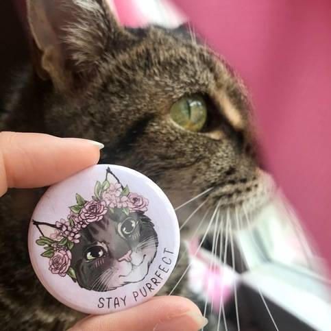 Stay Purrfect Button 🐱💖