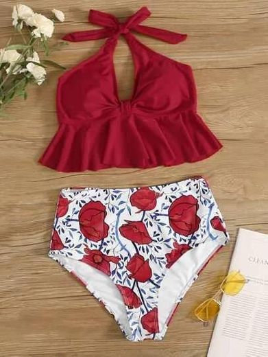 Floral Random Ruffle Bikini Swimsuit ⭐