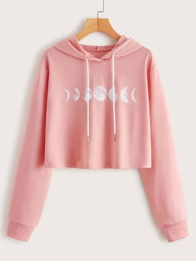 Moon 🌜Print Crop Hoodie