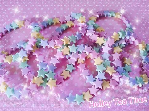 Product Fairy kei rainbow pastel star bracelet stretchable