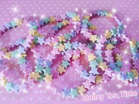 Fairy kei rainbow pastel star bracelet stretchable