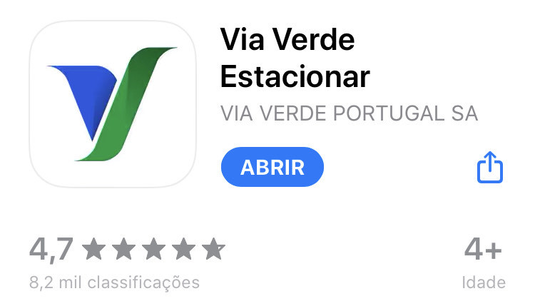 Aplicaciones Serviços: Via Verde Estacionar