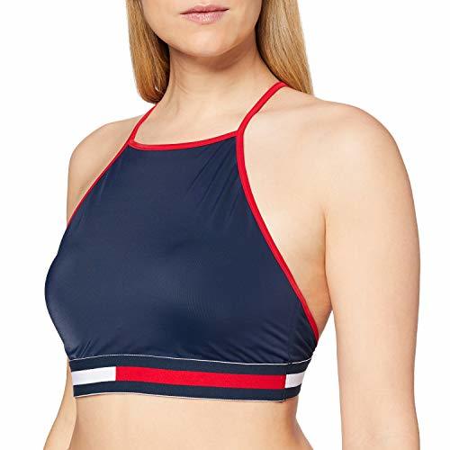 Place Tommy Hilfiger Hanalei High-NK Tape Top, Parte de Arriba de Bikini, Azul