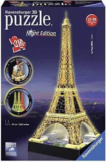 Ravensburger - 3D Puzzle Building Tour Eiffel Night