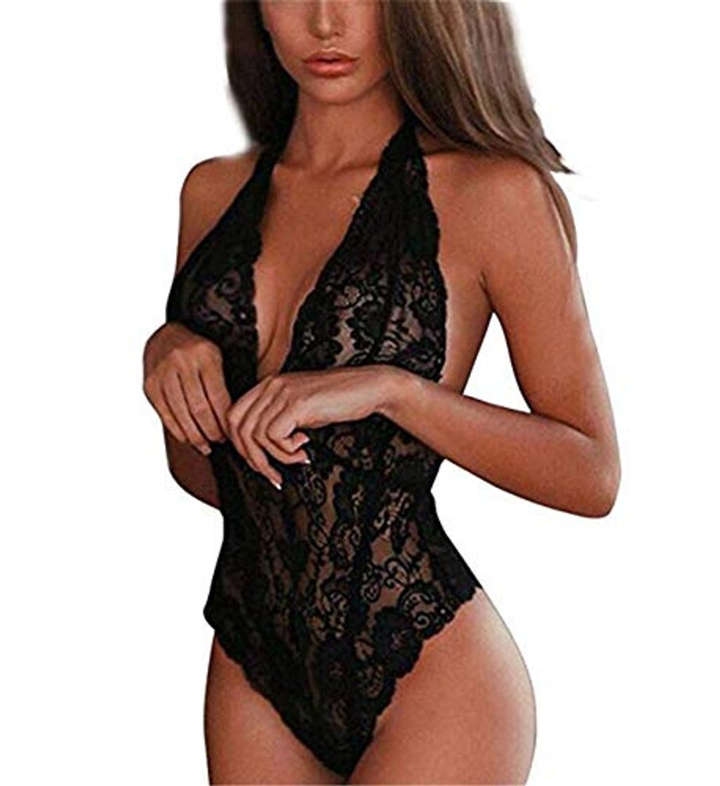 Social BeeMuse Teddy Bodysuit Babydoll Conjuntos de Lencería Mujer Encaje Atractivo Pasión Ropa Interior de Dormir