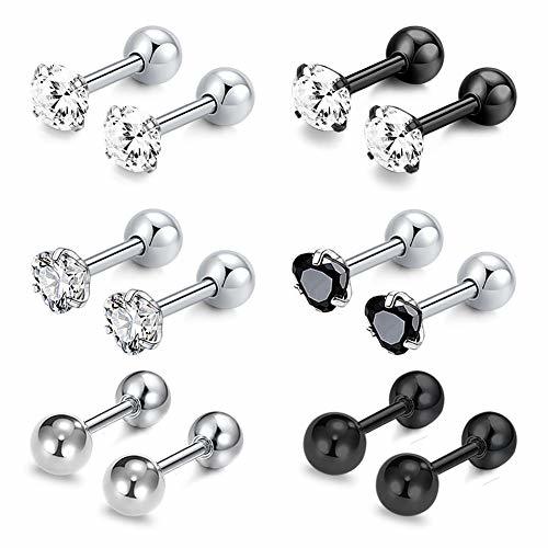 Products 16G Piercing Cartilago Tragus Pendientes Set Labret Studs Barbell Acero Quirurgico Corazón