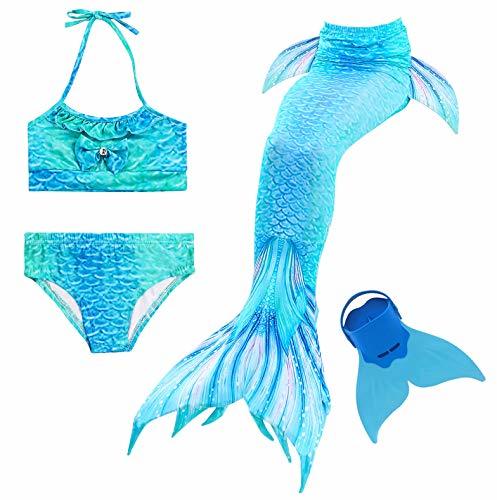 Moda Cola de Sirena para Natación Traje de Baño 4pcs Mermaid Bikini con