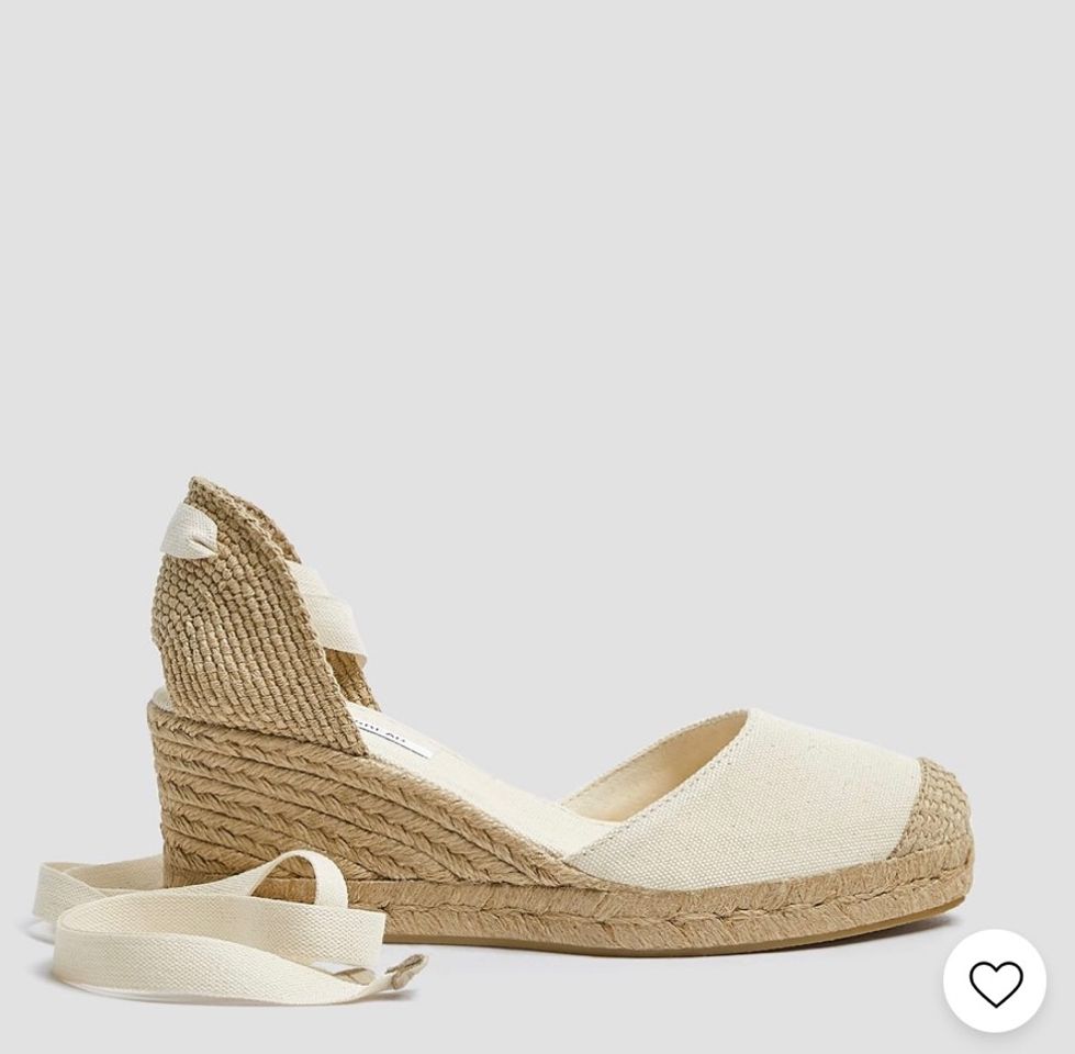 Moda Cuña puntera lazada beige 