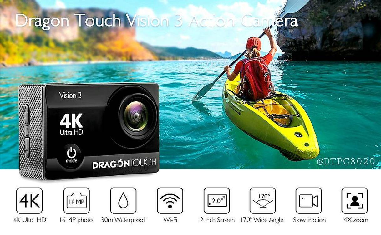 Product Dragon Touch Cámara Deportiva 4K WiFi 16MP Cámara de Acción con Control