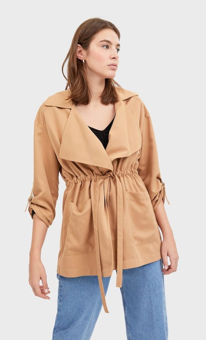 Moda Trench Fluido Beje 