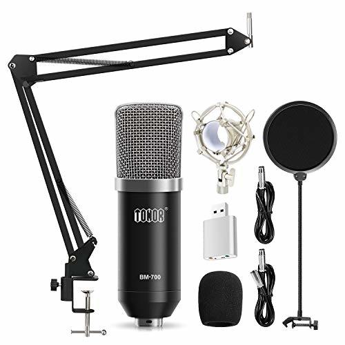 Social Tonor XRL 3.5mm Micrófono Condensador de Grabación para PCPodcast Estudio con Soporte
