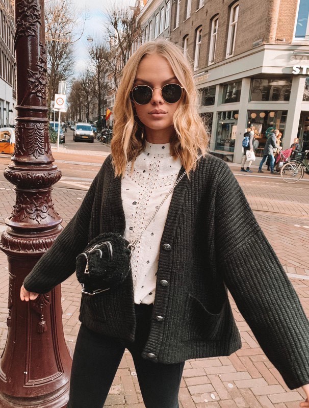 Social Row Cardigan Black 