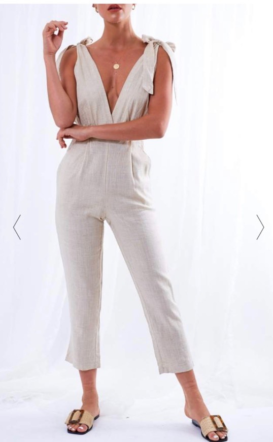 Fashion Margot Tie Jumpsuit Beige