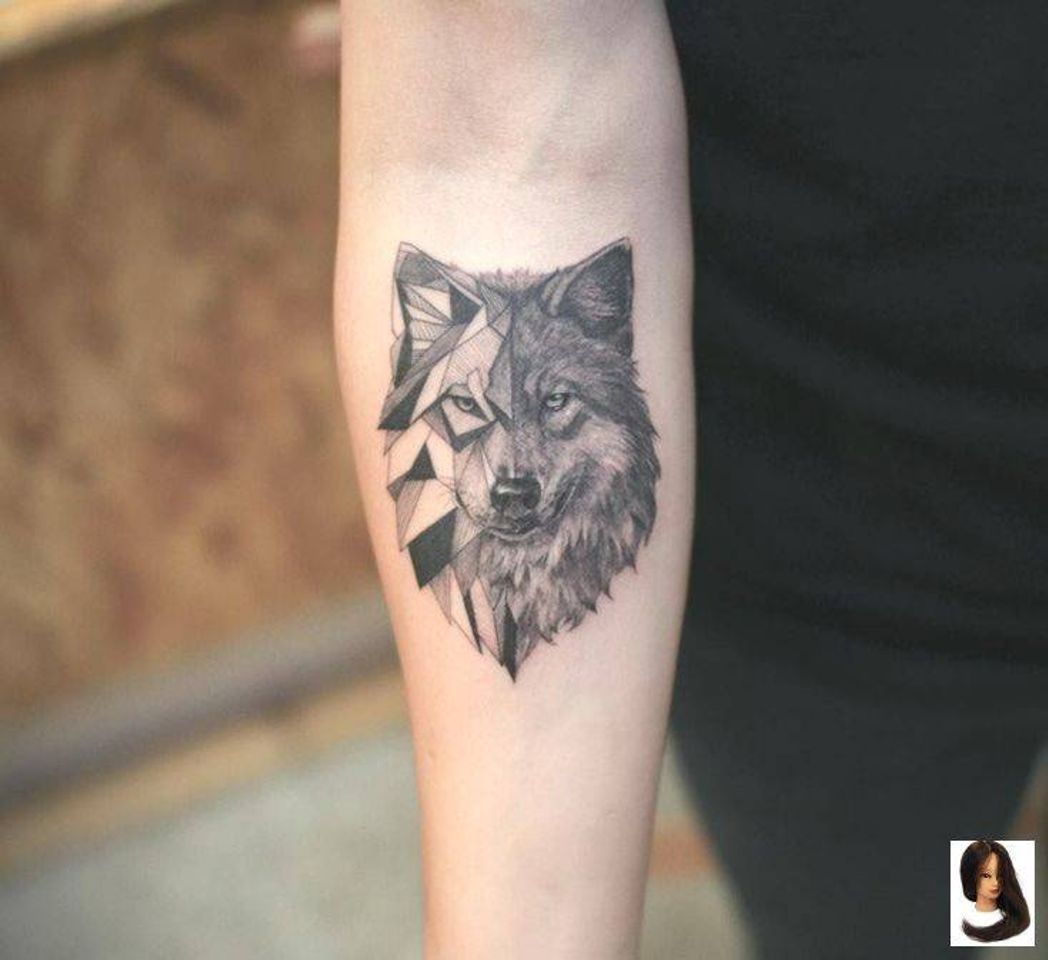 Fashion Tattoo Lobo Geométrico 🐺✨