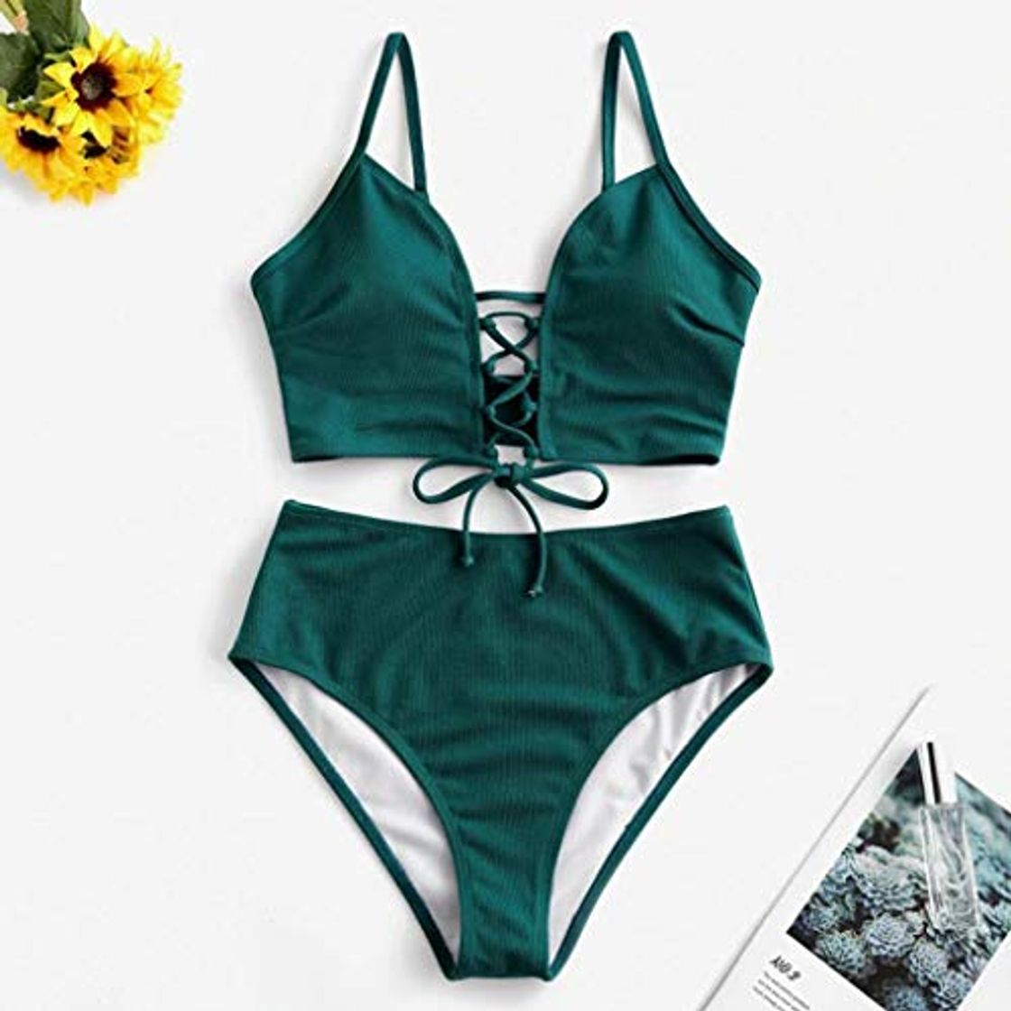 Social Bikini para mujer, traje de baño sexy y sólido, dos piezas con