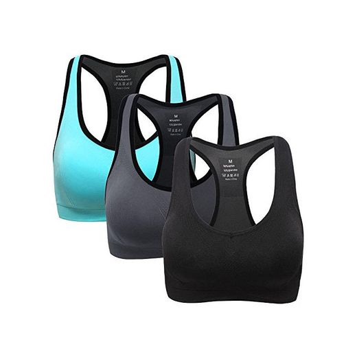 ANGOOL Sujetador Deportivo Almohadillas Extraíbles Yoga Run Bra para Mujer