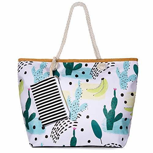 SenPuSi Beach Bag Summer Canvas Shoulder Bag Holiday Travel Large Shoulder Bag