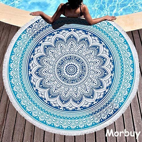 Morbuy Toalla de Playa Redonda, Estilo Mandala Indio Decoración, La Playa Tapiz