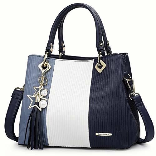 Product Pomelo Best Bolsos de Mujer, Bolso Señora Tote Multicolor Rayas PU Cuero