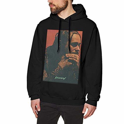 Moda Mens Stoney Post Malone Hoodie Black Hoodie Sweatshirt L