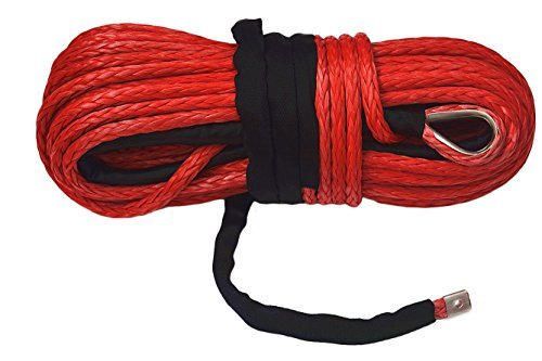Red 16mm*28m Synthetic Winch Rope,UHMWPE Rope for Electric Winch, Plasma Winch Rope,ATV