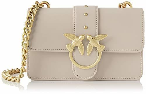 Productos Pinko Mini Love Simply 4, Bolsa de mensajero para Mujer, Beige