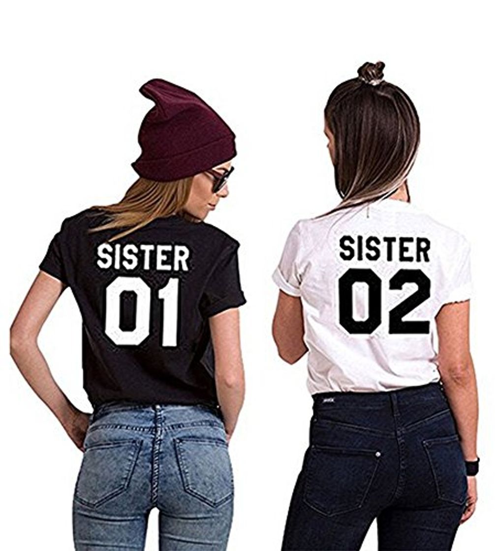 Products Minetom Camiseta Casual de Sister T-Shirt de Manga Corta Top Estampado para