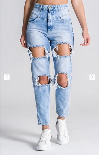 Light Blue Minimal Opulence Mom Jeans