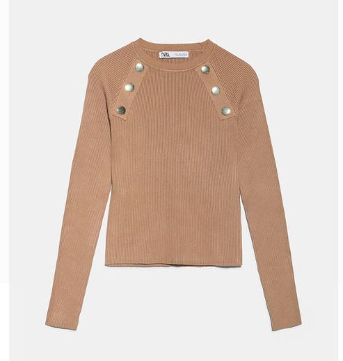 Sweater canelado com botões Zara