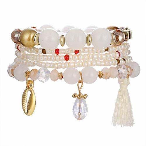 Place YCWDCS Pulsera Pulseras de Cuentas de Semillas para Mujer Pulsera de Concha de