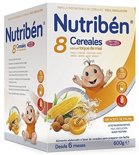 Nutriben Papilla 8 cereales con toque de miel y frutos secos 600