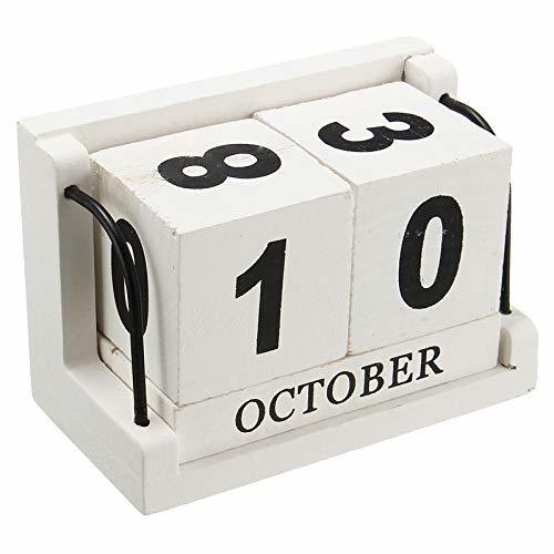 Social Jeteven Calendario Sobremesa Bloque de Madera Calendario Escritorio Decoración