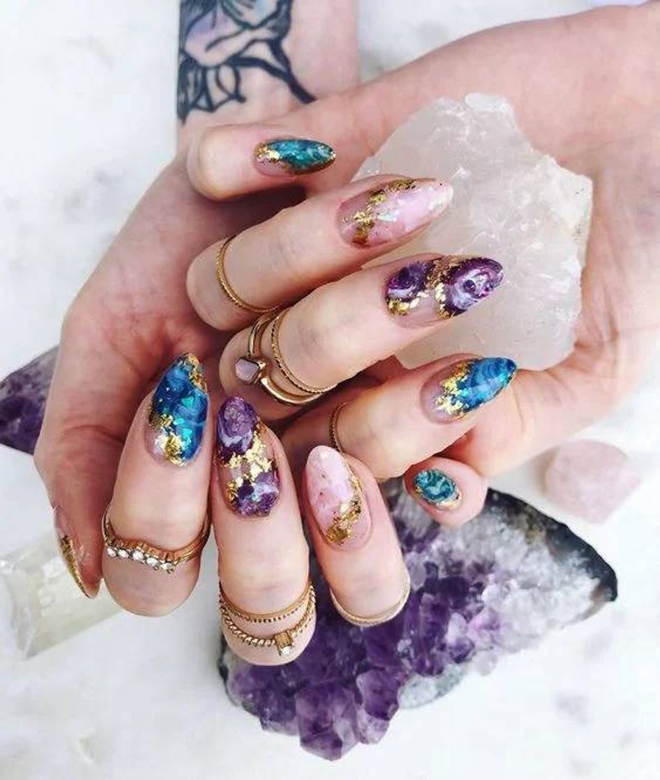 Fashion Uñas tipo mineral💅🏽🌌💐