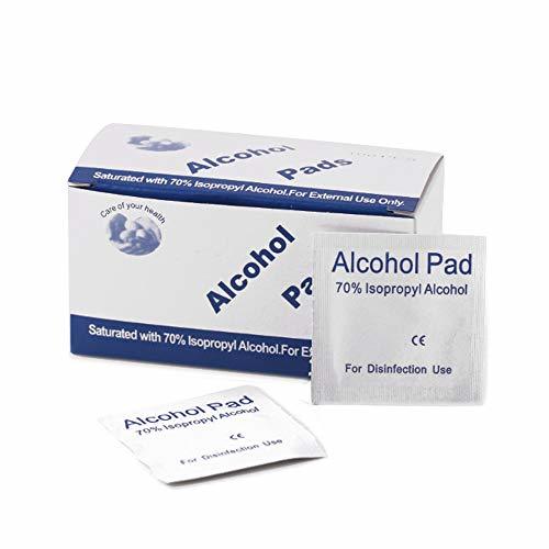 Places Anself 100pcs Almohadillas de algodón esterilizadas de alcohol desechables Vajilla Desinfección Toallitas