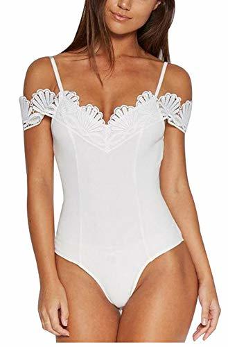 Producto JJHR Bodysuit Off The Shoulder Mulher Body Spaghetti Crochê V Pescoço Rendas